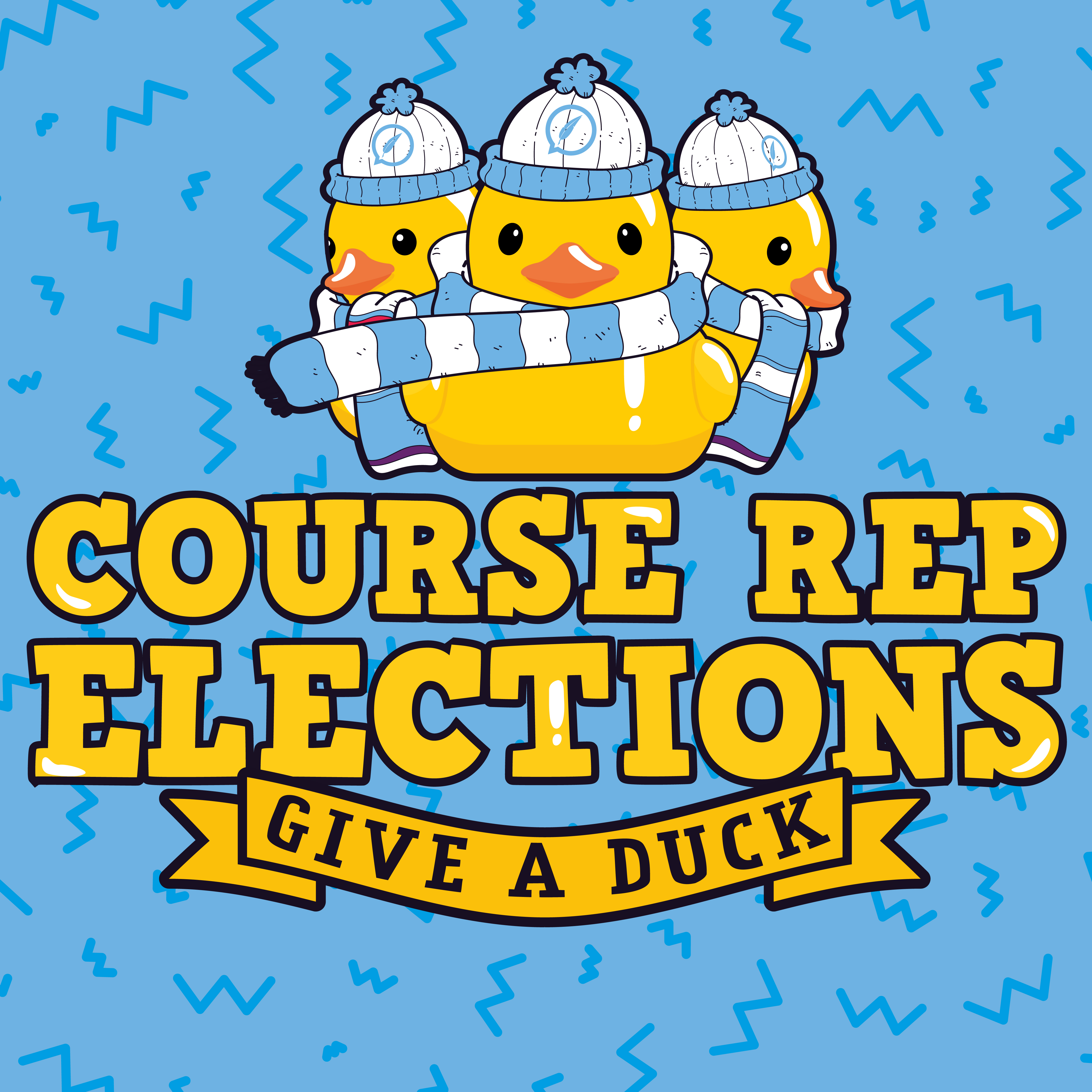 3 ducks with scarves on sat above the words course rep elections